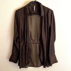 Free People Long Sleeve Silk Shirt